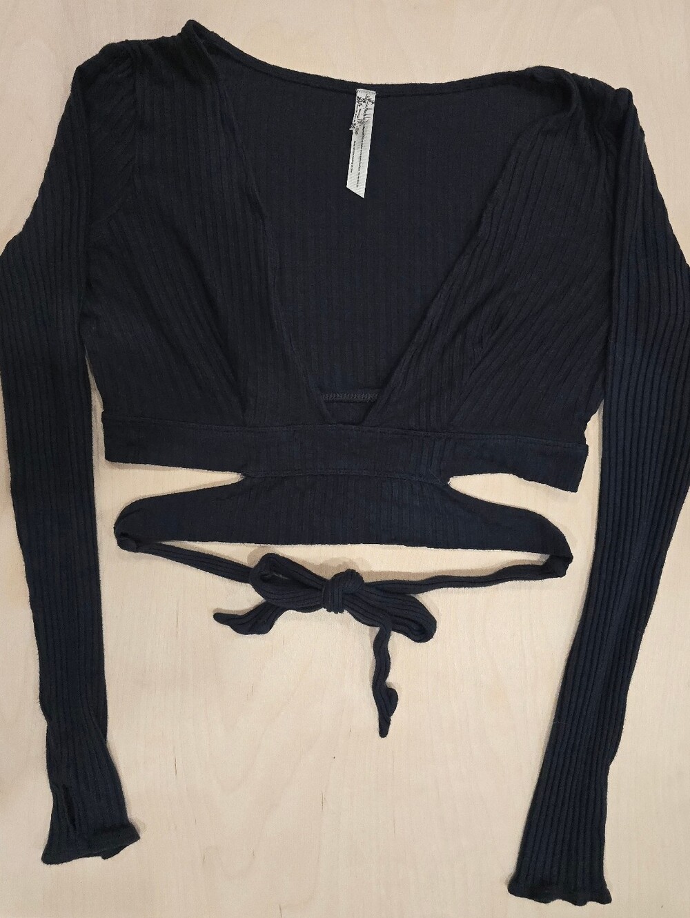 Intimately Free People Black Ballerina Warm-Up Top